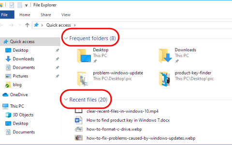 如何在Windows10资源管理器中清除最近使用的文件