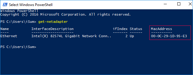 在 PowerShell 中查找 MAC 地址