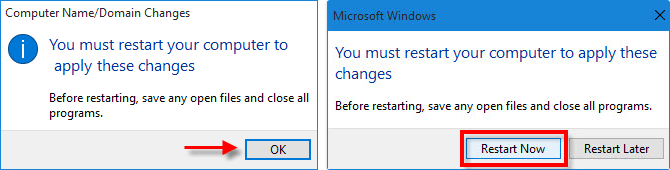 重新启动计算机以应用更改