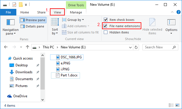 在Windows10中显示或隐藏文件扩展名的3种方法