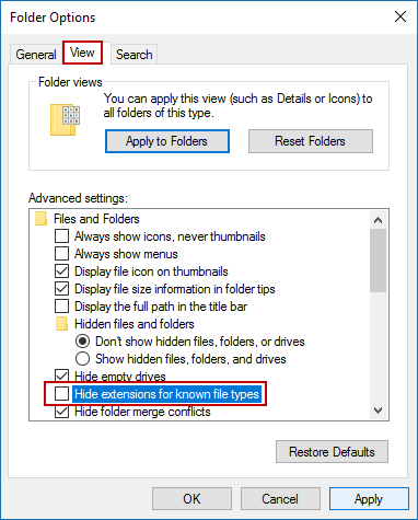在Windows10中显示或隐藏文件扩展名的3种方法