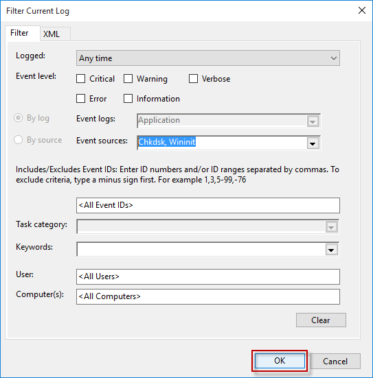 阅读Windows10中CheckDesk的事件查看器日志