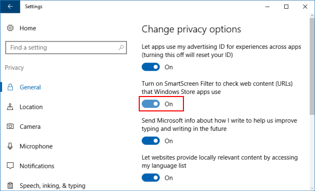 在Windows10中打开或关闭SmartScreen筛选器