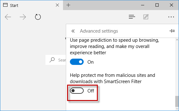 在Edge和Internet Explorer中关闭SmartScreen筛选器