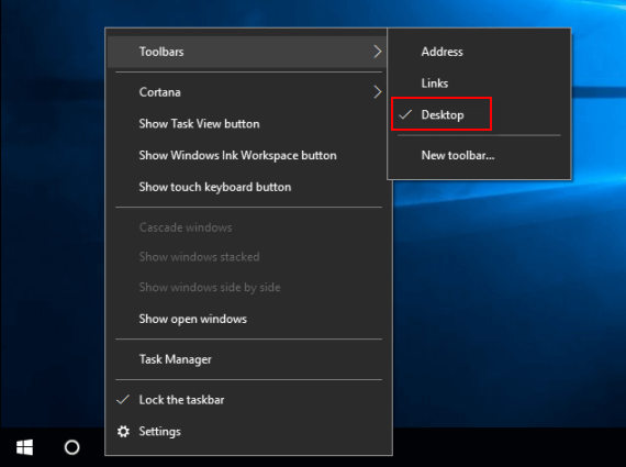 如何在Windows10中将桌面工具栏添加到任务栏