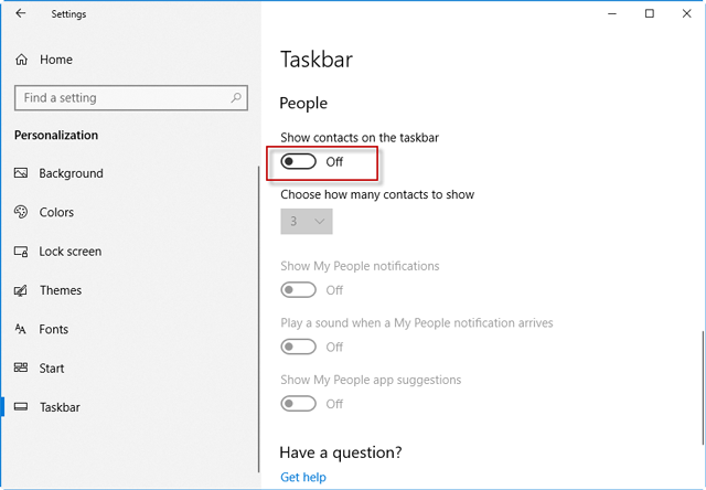 如何从Windows10任务栏中删除人员栏