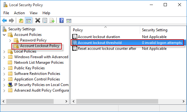 限制Windows10中登录尝试失败的次数