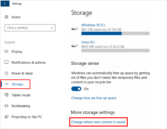 Windows10如何更改保存新内容的存储位置