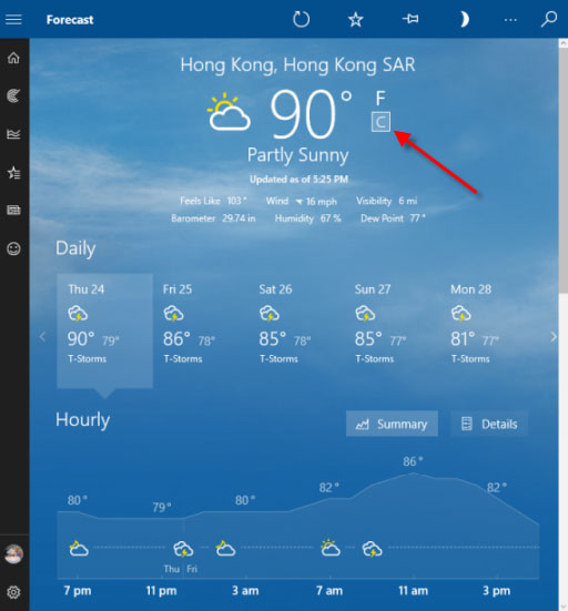 如何在Windows10中显示摄氏度温度
