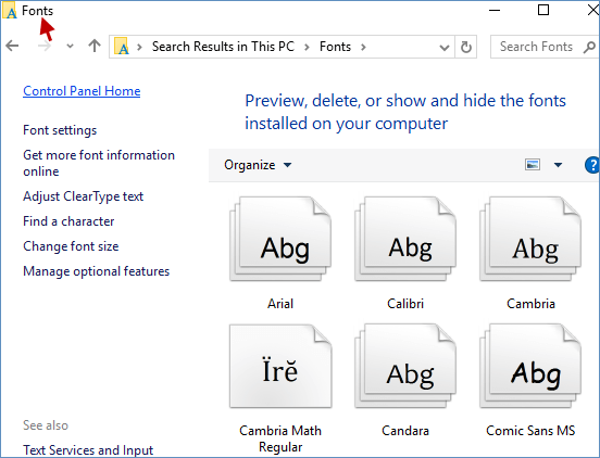 查看Windows10中已安装字体的5种方法