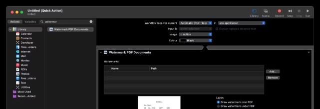 如何使用Automator在Mac上快速为PDF添加水印
