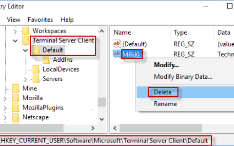 Win10如何删除远程桌面连接的历史记录条目