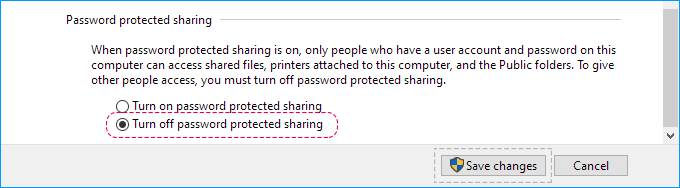 关闭受密码保护的共享Windows10