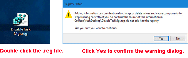 双击DisableTaskMgr.reg 文件