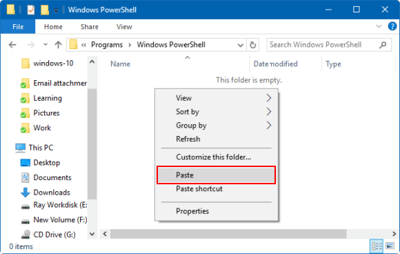 修复：开始菜单中缺少Windows PowerShell