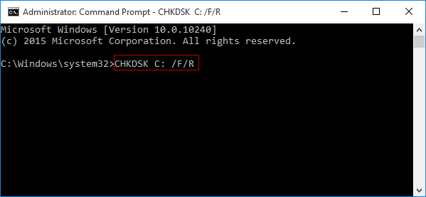 运行 chkdsk 命令