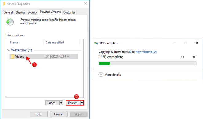 如何在Windows10中使用文件历史记录恢复文件