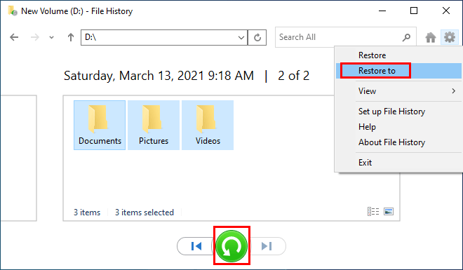 如何在Windows10中使用文件历史记录恢复文件
