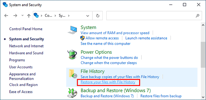 如何在Windows10中使用文件历史记录恢复文件