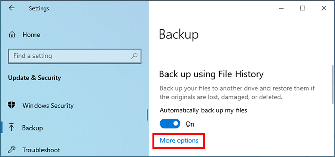 如何在Windows10上打开文件历史记录来备份数据