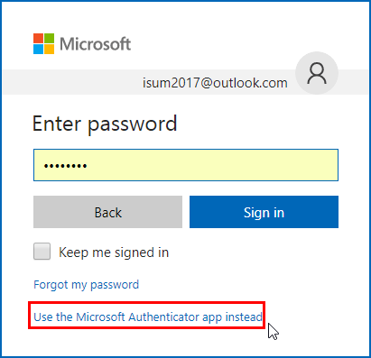 请改用 Microsoft Authenticator 应用