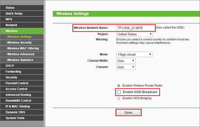 更改 Wi-Fi 名称并隐藏 Wi-Fi 网络