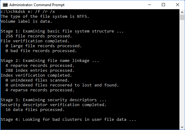 使用 Chkdsk 命令删除坏扇区