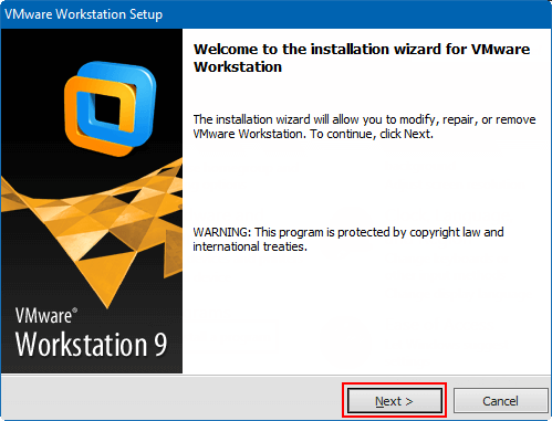 启动 VMware Workstation 安装程序