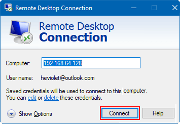 输入远程计算机的IP地址