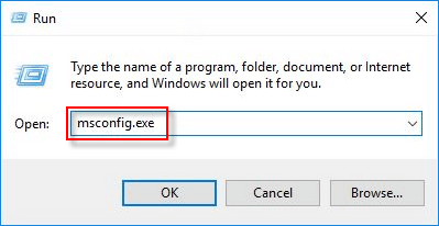 在“运行”对话框中键入 msconfig.exe