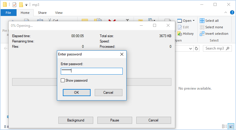 解密 7-Zip 中的 mp3 文件
