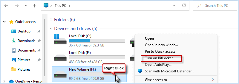 打开 BitLocker