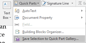 通过Quick Parts重用Ms Word中的常用内容