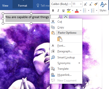 如何在Microsoft Word中的图片上插入文本