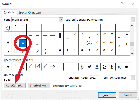 如何在Microsoft Word中的单词之间添加项目符号
