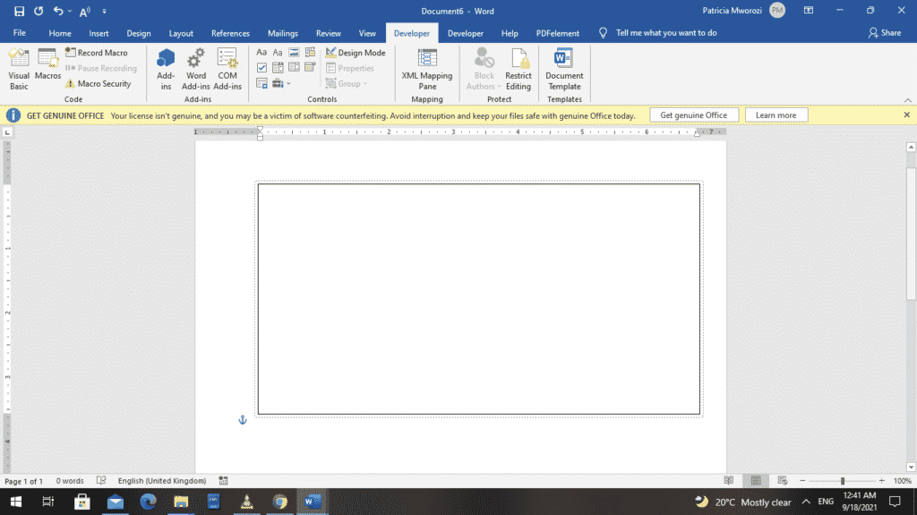 如何在Microsoft Word文档中插入框架