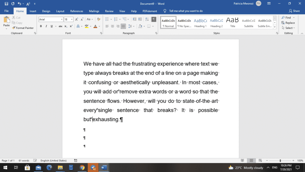 如何在文档Word中将单词保持在一行上