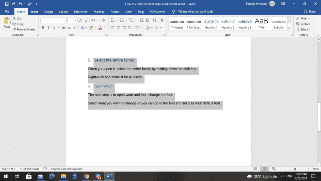 如何在Microsoft Word中创建新的文本样式