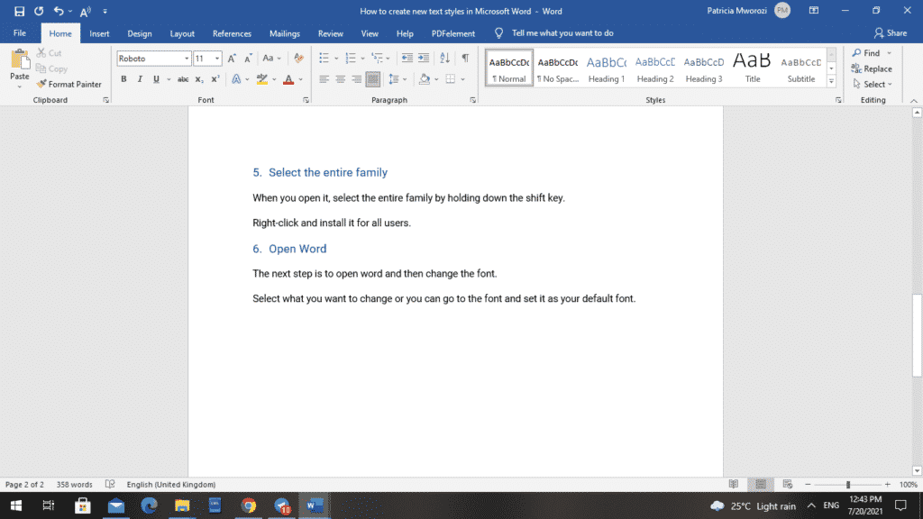 如何在Microsoft Word中创建新的文本样式