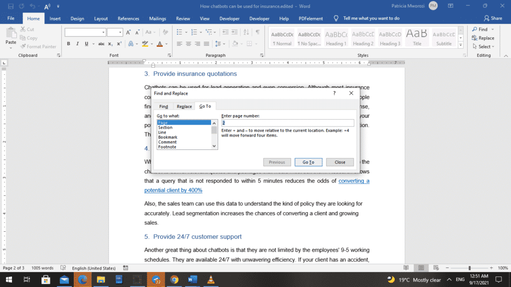 如何删除Microsoft Word文档中的多个页面
