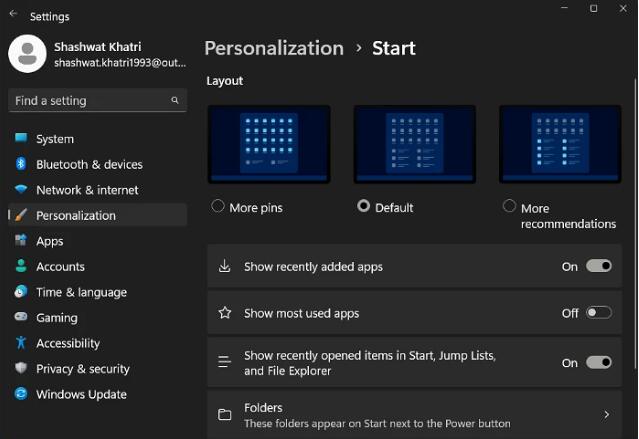 如何更改Windows11中的“开始”菜单布局